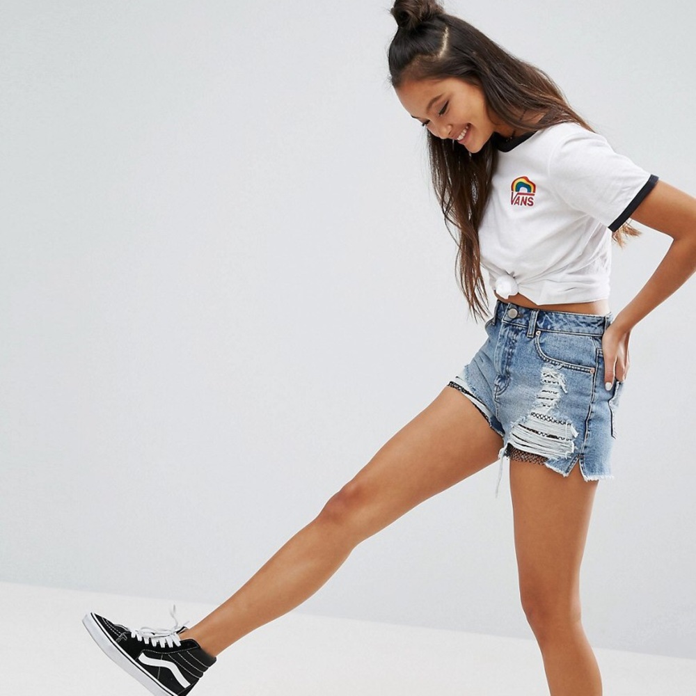 ASOS Denim Distressed Denim Jean Shorts